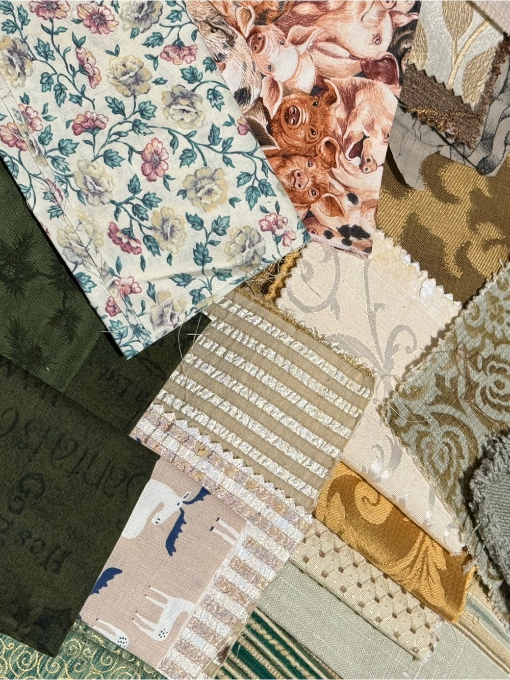 Assorted Decorative Fabric Scraps plus - Floral, Animal & Textured Prints 1lb5oz